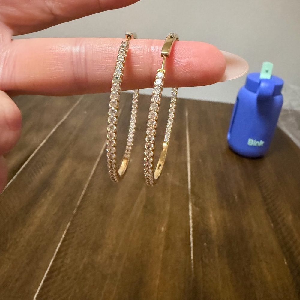 18K gold plated inside out 2 inch hoop earrings